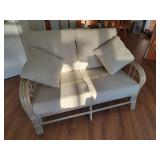 Rattan Loveseat With upholstered Cushions,ï¿½ throw