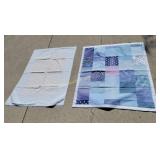 Patchwork Quilt in Blue Tones and floral quilt