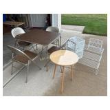 Card Table With Chairs, Wire Shelves, Glass topped