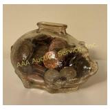 Glass Piggybank, filled