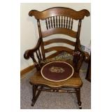 Wooden Rocking Chair with Floral Seat Cushion