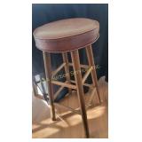 Wooden Bar Stool With faux Leather Seat