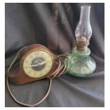 Sessions Electric Clock, Uranium Glass Oil Lamp