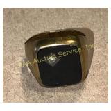 8k Ring with Black Inlay, Marked 333