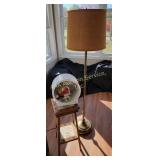 Brass Floor Lamp, Ceramic-Top Wood Side Table, Car