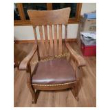 Wood Rocking Chair With Leather Seat