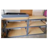Metal Shelving Units With Wood Shelves, qty 3
