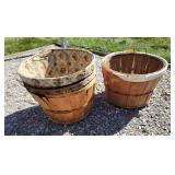 Wooden Vegetable Baskets some with Floral Liners,