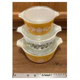 Pyrex Casserole Dishes, Lids, Butterfly Gold, Spri
