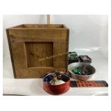 Wooden Box, Metal Tins, Small Hardware Items