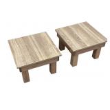 2 short wood tables