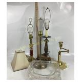 Table Lamps, Brass, Glass Frame
