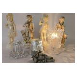 Porcelain Figurines, Crystal Candle Holders, Table
