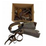 Leather tack, leather scraps, belts and more,