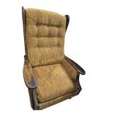 Mid Century Tweed Side Chair With Wood Arms