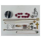 Costume Jewelry: Dragon ear cuff, cross pendant,