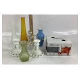 Glass Vases, Milk Glass Candle Holders, Libbey Gla