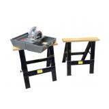 Craftsman handsaw in case, 2 Sawhorses