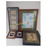 Framed Art Including Maps, Nature, and Buffalo