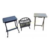 Wood Magazine Rack, Metal Table On Wheels With