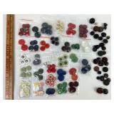 Assorted Buttons; Daisies, Ladybugs, Apples, Leath