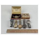 Lord Elgin Gold tone mens watch in case, runs,
