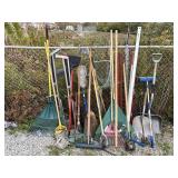 Large lot long-handled Garden tools