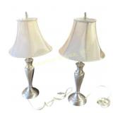 2 brushed nickel table lamps