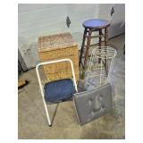 Wicker Storage Basket, Cosco Folding Step Stool,