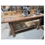 Wood Work Bench With Electrical Outlets (71 in. X