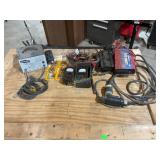 Battery charger, inverters, meters, clamps.