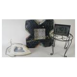 Rowenta Iron, Digital Clock, Black Metal Decor