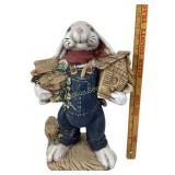 Porcelain Sweet Peas Garden Bunny Statue