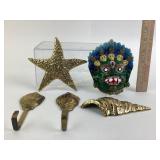 Vintage Brass Decor Lot 5 Pieces-Mask-Sea