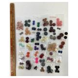 Assorted Buttons; Pearlscent, Red Ornate, Scaled P