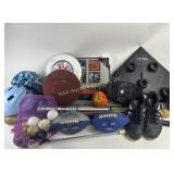 Sports equipment, tee, bats, balls, helmets