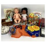 Dolls, Wooden Cart, Clock, Books, Photo Albums