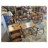 Wood Side Tables (2), Table Lamp & 4 Kitchen