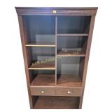 Wood bookcase shelf with drawer