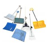 snow shovels, rakes