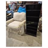 Oversized Rocker Chair & Wood Media Shelf