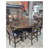 Wood High Top Table - Round When Drop Leafs Are