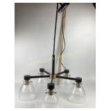 Black Brass Chandelier with Glass Shades