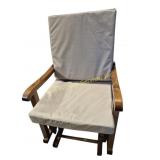 Wood Glider Rocker With Slated Seat & Cushion