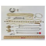 Costume Jewelry:18K GF 7.5 red stone ring,  Pearl