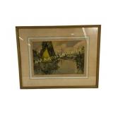 Framed Print Signed F. Luigini, ï¿½Port of Malinesï¿½