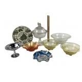 Depression Glass Bowls, Decorative Plate, Covered
