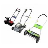 electric and manual mowers, toro snow thrower