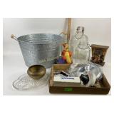 Moen Faucet Parts, Galvanized Pail, Bottles, Moen