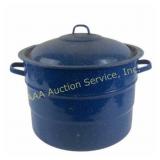 Blue Enamel Stock Pot With Lid